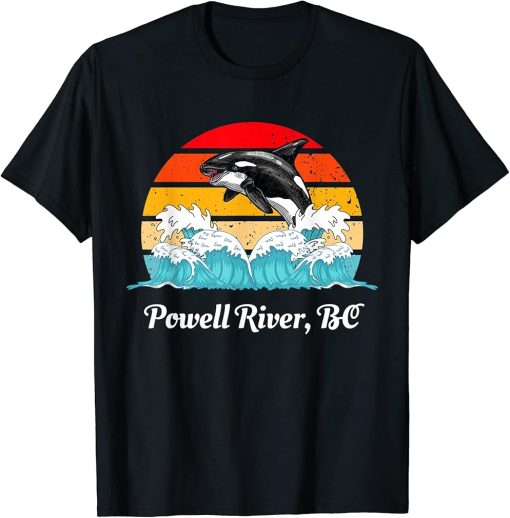 Vintage Powell River BC Distressed Orca Killer Whale Art T-Shirt