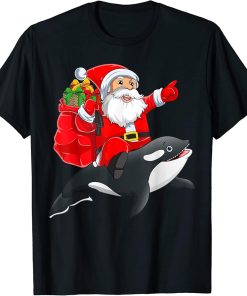 Funny Orca Lover Santa Riding Orca Christmas T-Shirt