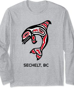 Sechelt, British Columbia Native American Orca Killer Whales Long Sleeve T-Shirt