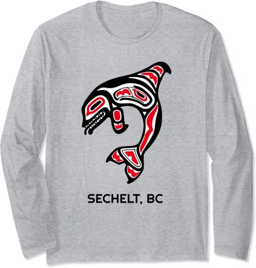 Sechelt, British Columbia Native American Orca Killer Whales Long Sleeve T-Shirt