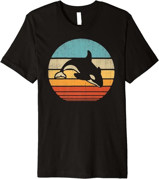 Orca Killer Whale Retro Vintage 60s 70s Sunset Sea Animal Premium T-Shirt